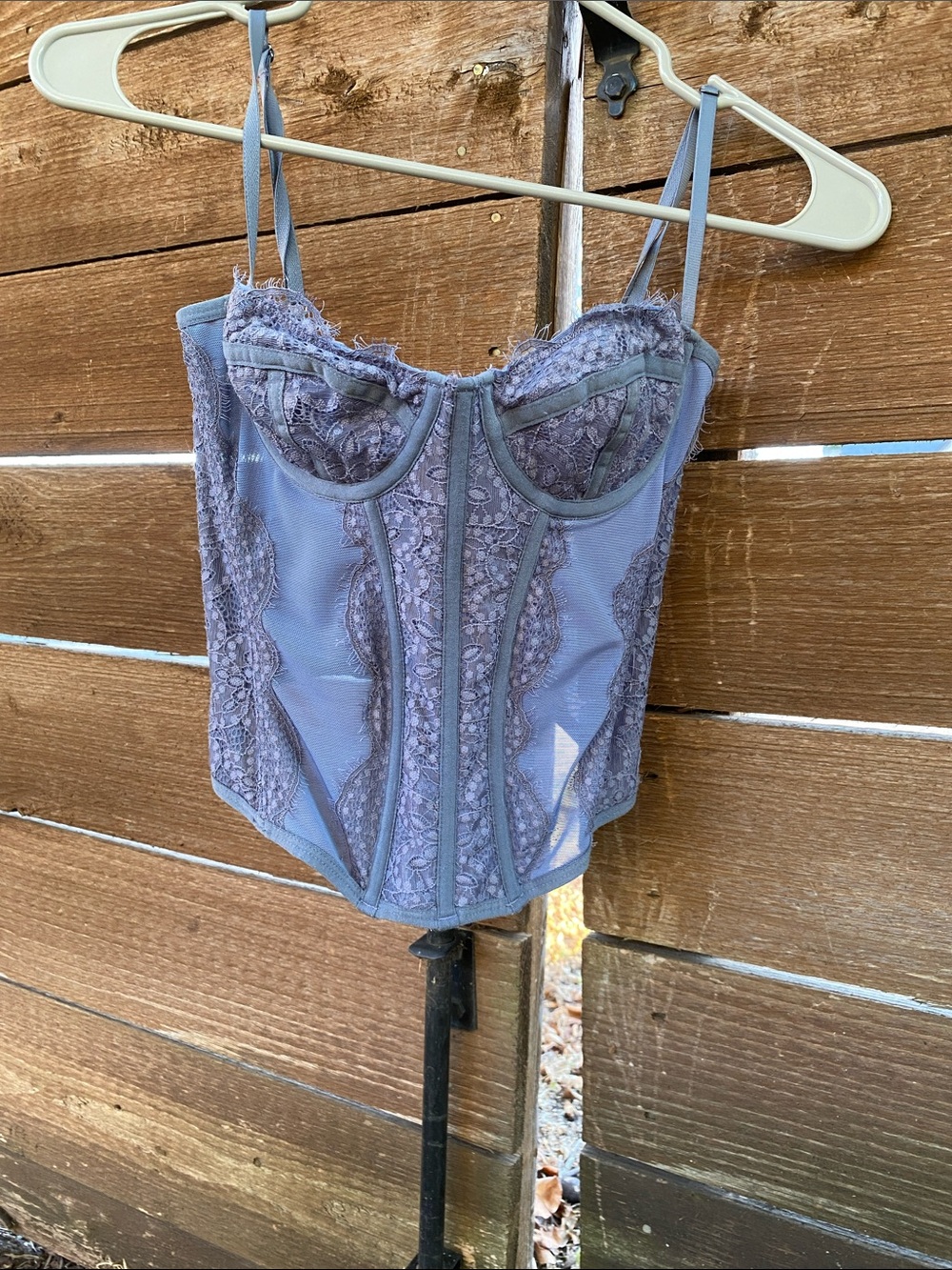 Urban Outfitters Lace-Trim Bustier in Dusty Lavender